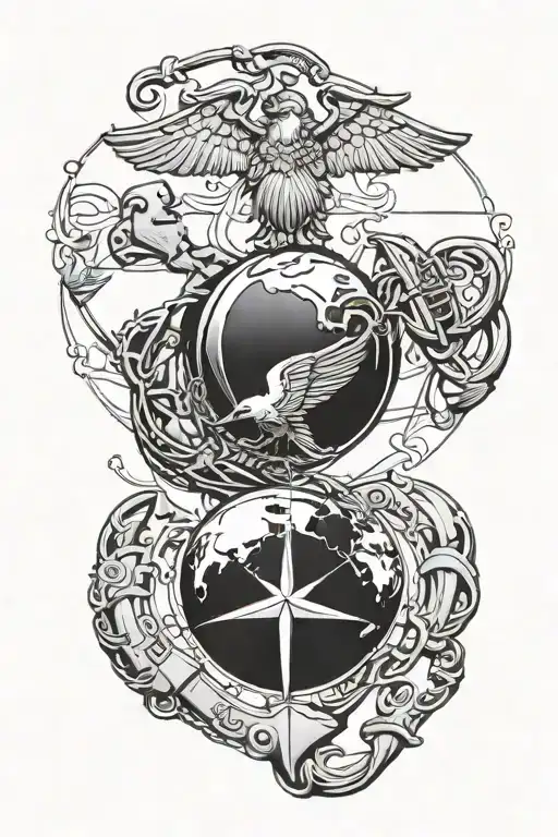 Us Marine Corps Eagle Globe And Anchor Connected To Growing