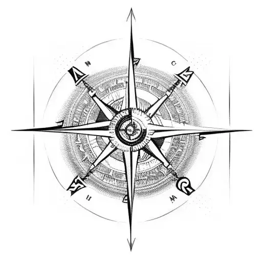 Incorporate A Nordic Compass And Running Track In Blackwork Style