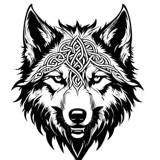 Celtic Knot Wolf Head