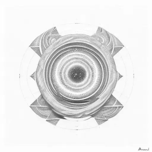 Interstellar Black Hole In Blackwork Style