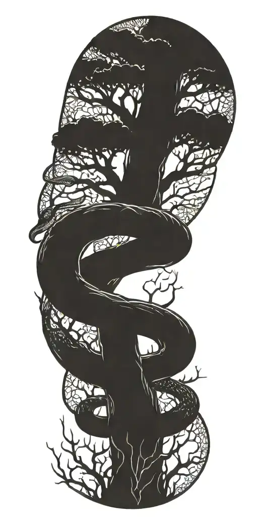 Dead Tree With Cobra Wrapping Around It