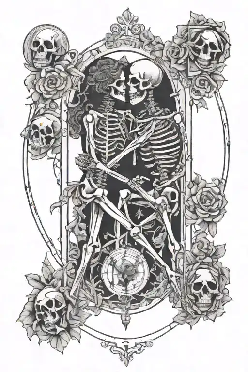 The Lovers Tarot Card Skeletons