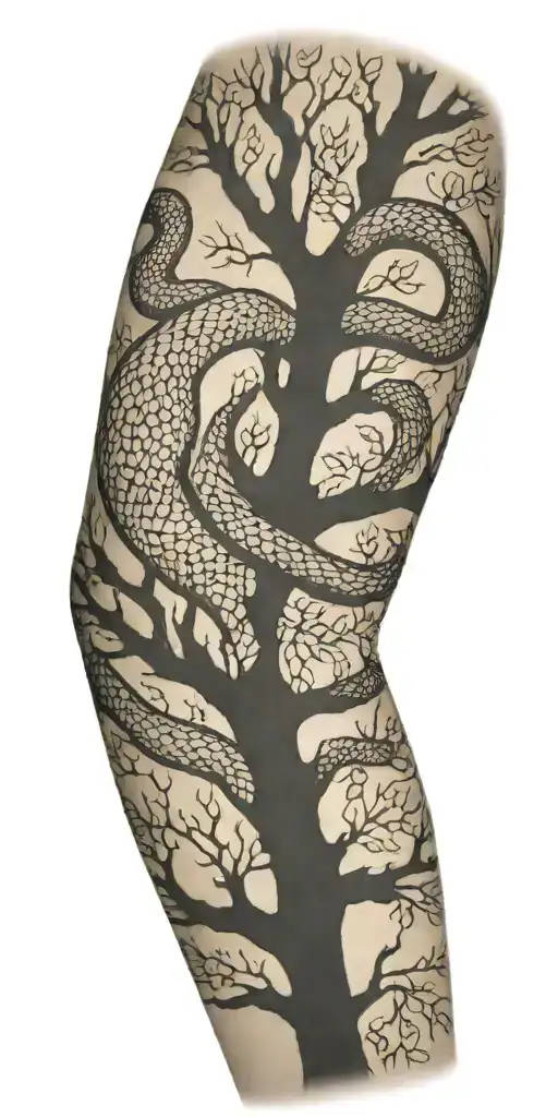 Tree Bark Arm Sleeve With Snake