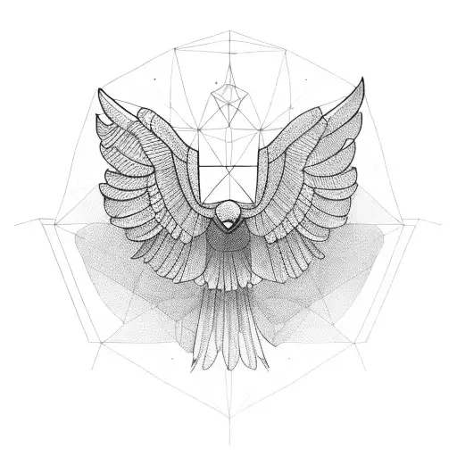 Crow As Geometric With Open Wings Without Backround