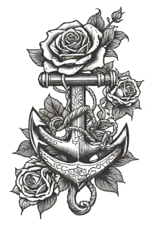 Anchor With Compase Rose And Writing