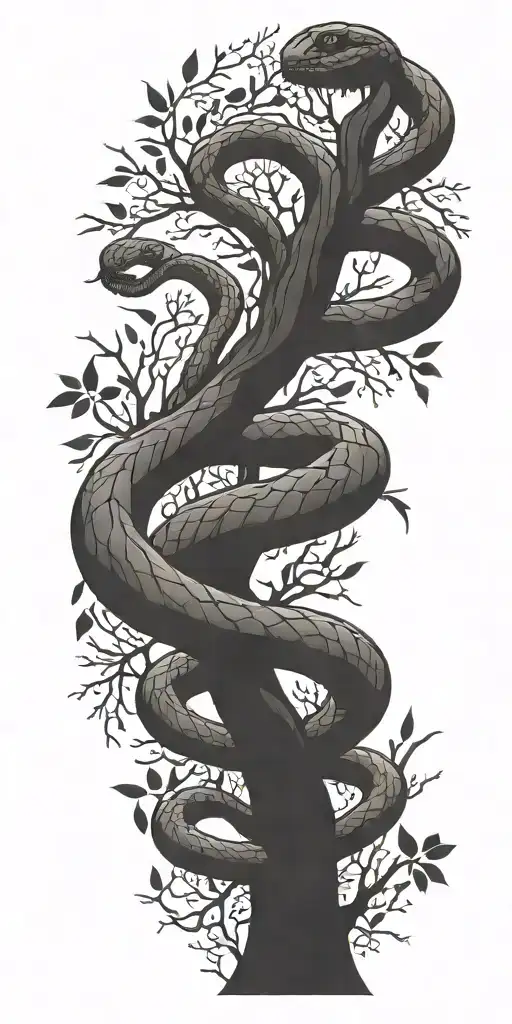 Large Tree Branch With Cobra Wrapping Around It