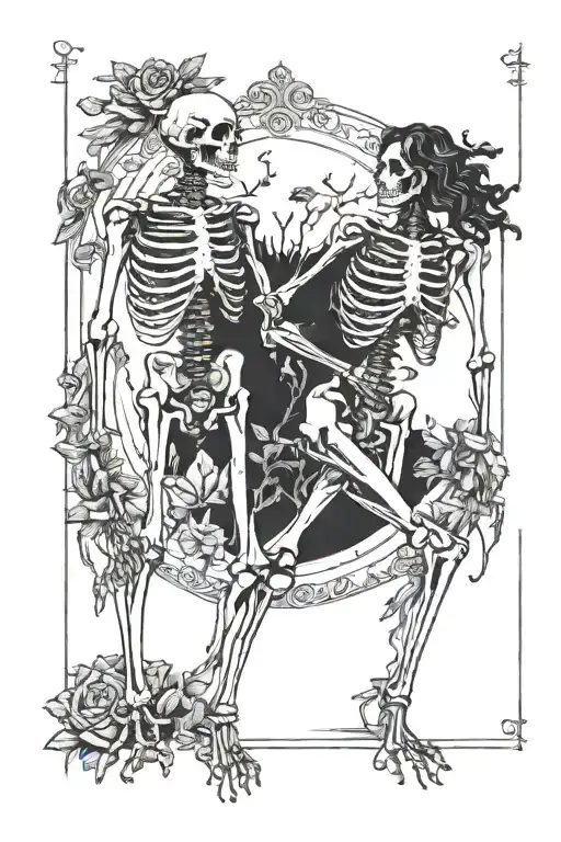 The Lovers Tarot Card Skeletons