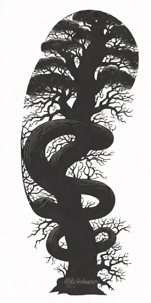 Dead Tree With Cobra Wrapping Around It