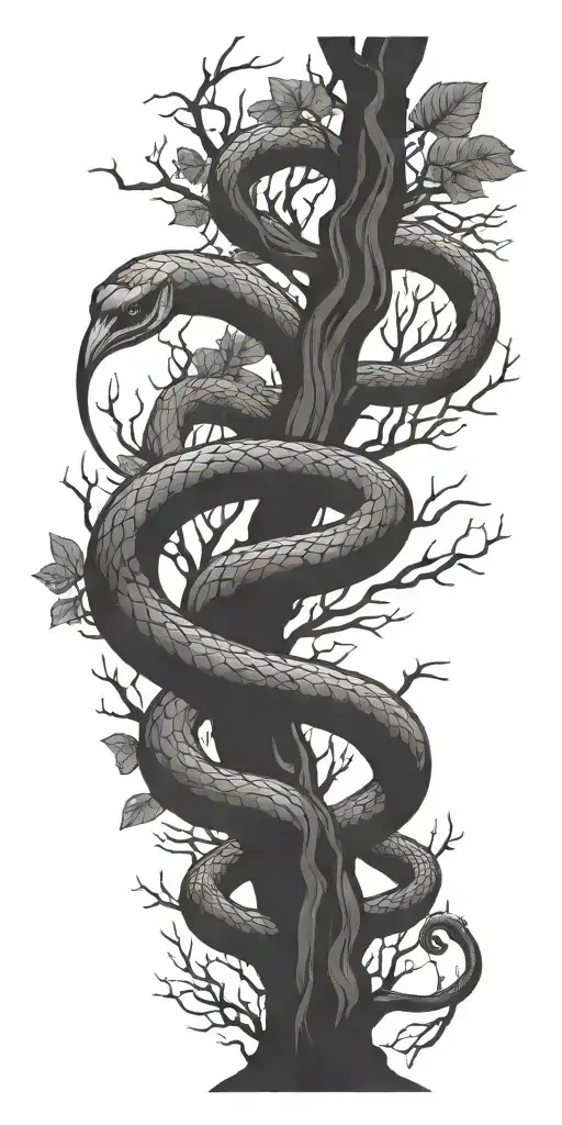 Large Tree Branch With Cobra Wrapping Around It