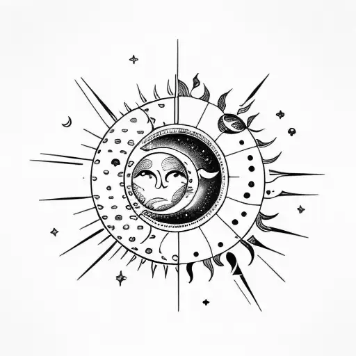 Moon And Sun In Cosmos