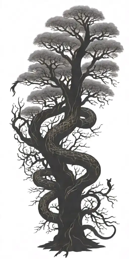 Dead Tree With Cobra Wrapping Around It