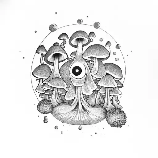 Abstract Mushrooms With Creepy Eyes