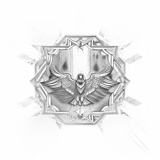 A Soaring Eagle With Intricate Geometric Patterns