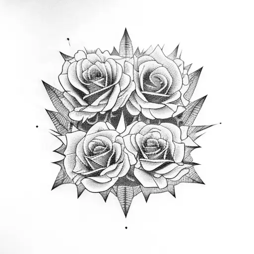 Skeleton Rock And Roll Hand With Sunflowers And Roses