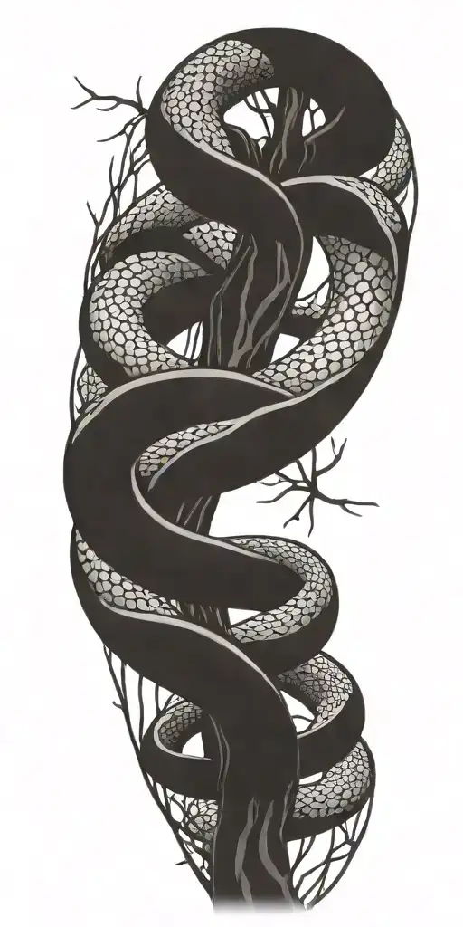 Tree Branch With Cobra Wrapping Around It