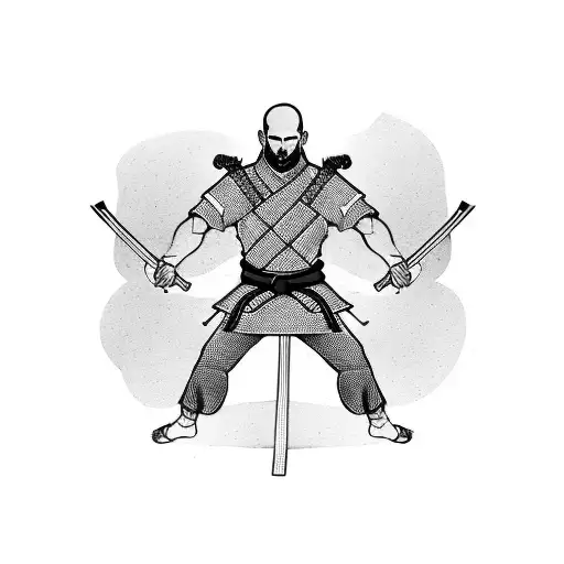 Martial Arts Pose With A Samurai Sword