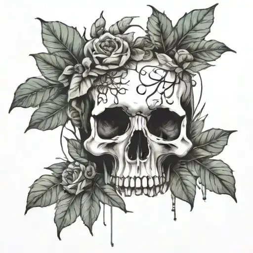 Decayed Skull With Greenery