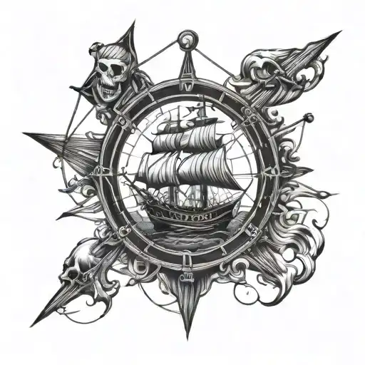 Pirat Skull Wheel Ship Sail Boat