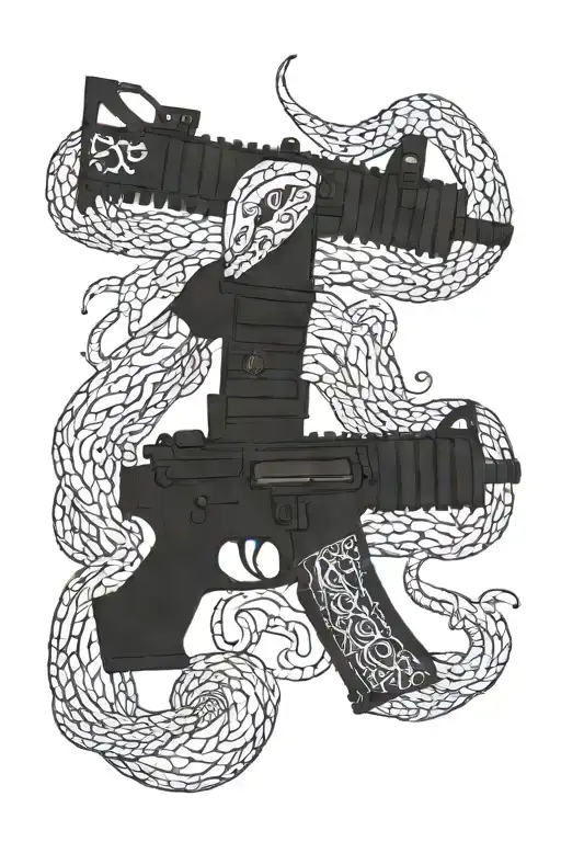 Ar 15 Rifle With Snake Wrapping Itself