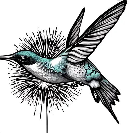 Hummingbird With Butterfly Wings Surrounded By Fireworks