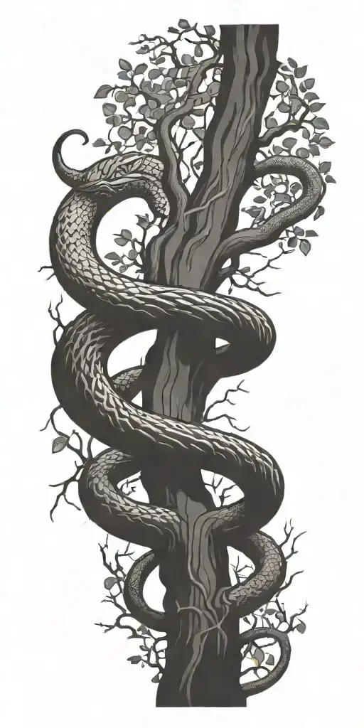 Large Tree Branch With Cobra Wrapping Around It