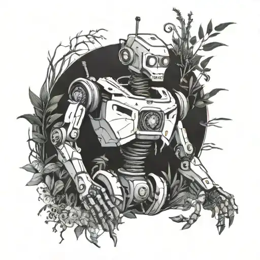 Dead Robot With Nature Taking Over