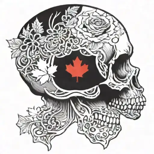 Half Skull With Canadian Flair