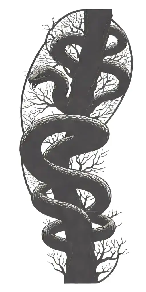 Tree Branch With Cobra Wrapping Around It