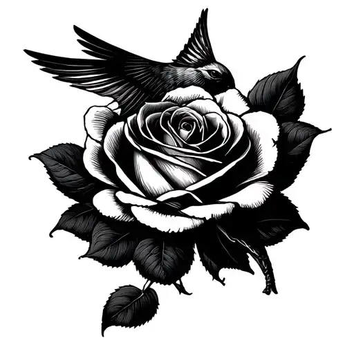 A Et T Et Colombe Avec Une Rose Blooming