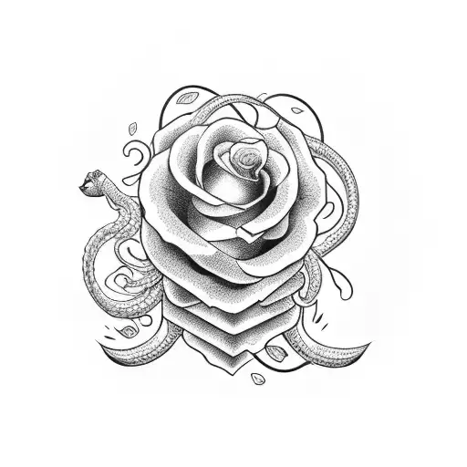 Floral Sleeve With Black Bands And A Snake