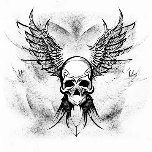 Skull And Wings And Berserk Warrior And Celtic