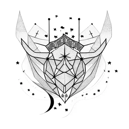 A Taurus Constellation Formed By Guitar Strings With Stars Shining In The Background