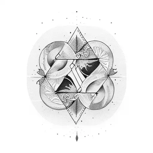 A Blackwork Tattoo Representing The Connection Between Love And The Beach