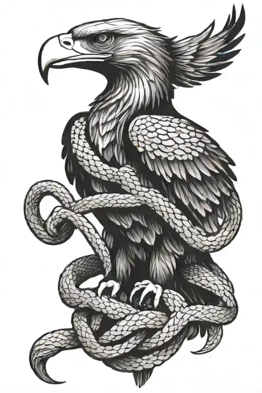 Eagle Holding A Snake Coiled