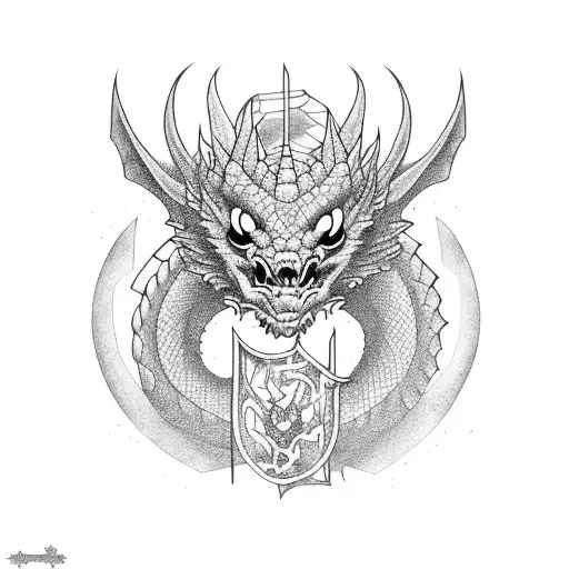 Dragon Un Guerrero Y Un Castillo