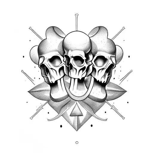 Treelike Hourglass With Skulls In The Top Part