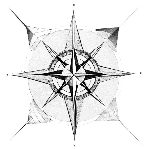 North Star With Compass Rose
