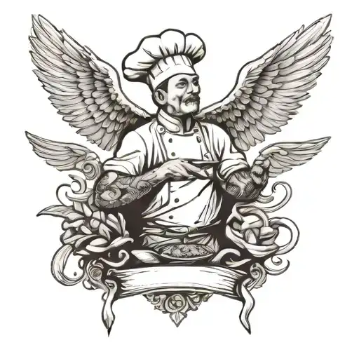 Chef And Wings Spread Wide