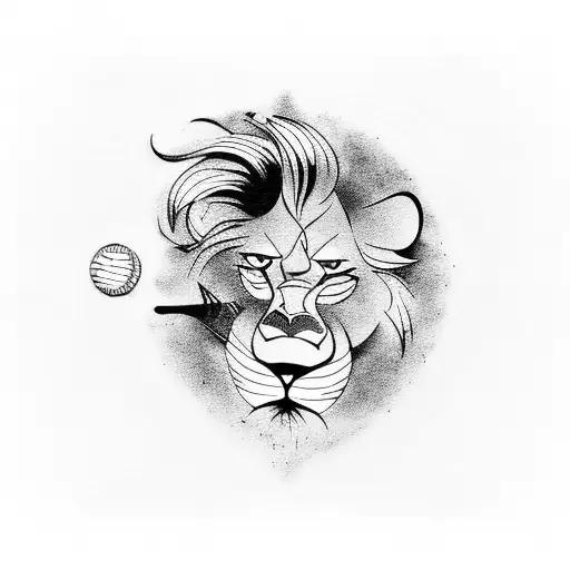 A Fierce Lion Chef Holding A Baseball Bat As A Cooking Utensil