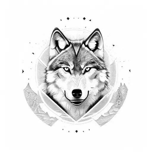 A Human With An Wolf Head Sitting In A Skateboard Buried In The Sand