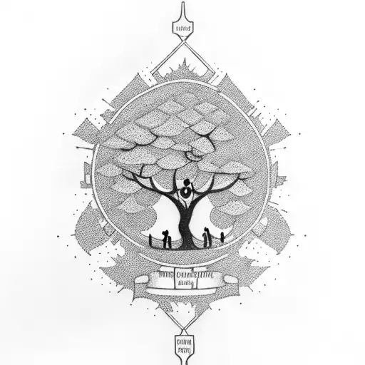 A Family Tree With Each Member Represented By A Different Type Of Tree