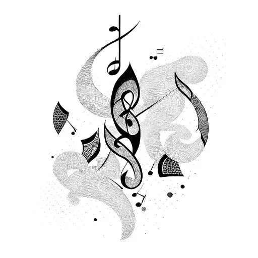 A Vibrant Abstract Painting With Musical Notes Incorporated Into The Design