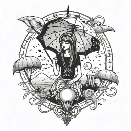 Tarot Card Emo Girl With Umberella