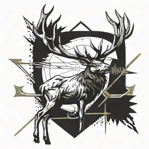 A Majestic Stag With Antlers Intertwined With Hunting Arrows