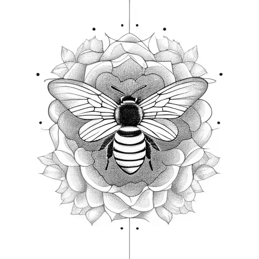 A Bouquet Of Flowers With A Bee Flying Around It And A Butterfly Flying Around It