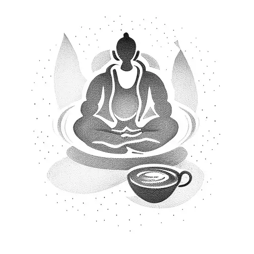 A Silhouette Of A Person Doing A Yoga Pose With A Coffee Cup In Hand