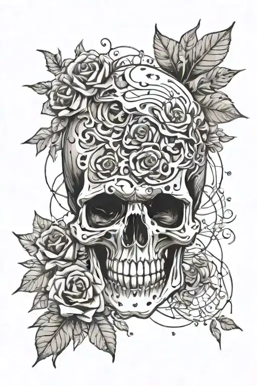 Create A Tattoo Of A Skull Surrounded By Doodles And Sketches Inspired By Drawing