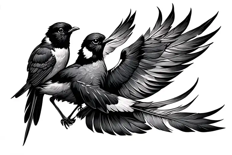 Feather And 3 Birds Soaring