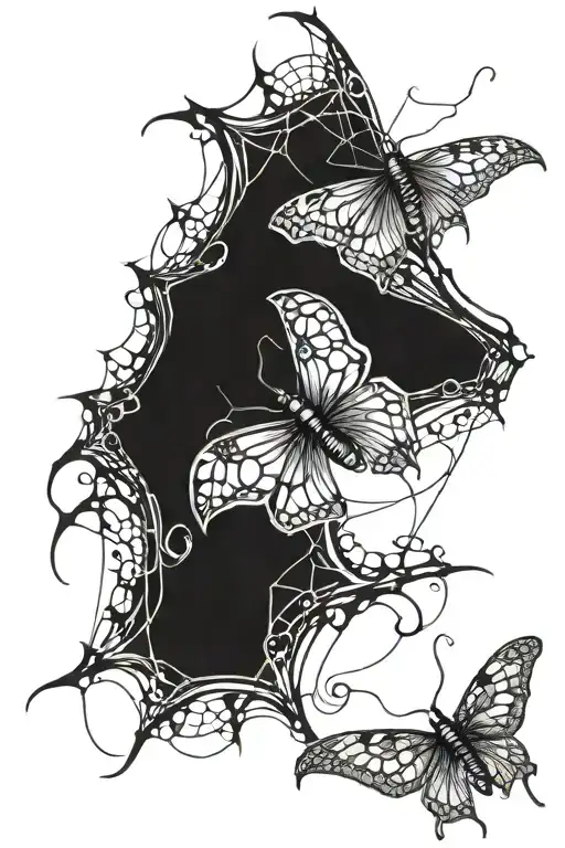 Spider With Webs And Butterfly Sleeve