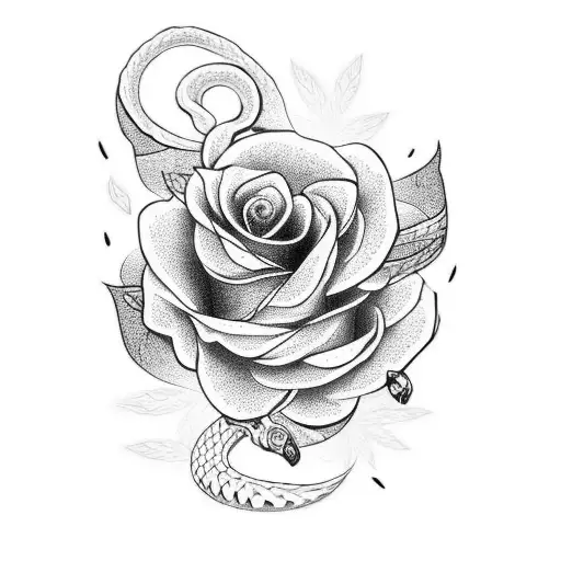 Floral Half-sleeve With Black Bands And A Snake